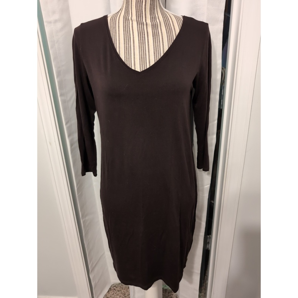 Eileen Fisher Systems Brown‎ Shift Dress Womens XS Minimalist Quiet Luxury